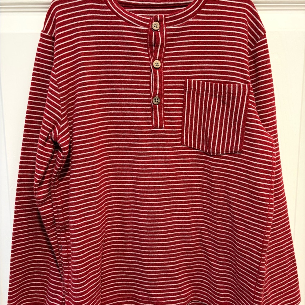 Me and Henry size 7/8 Striped Red Long Sleeve Kids Tee